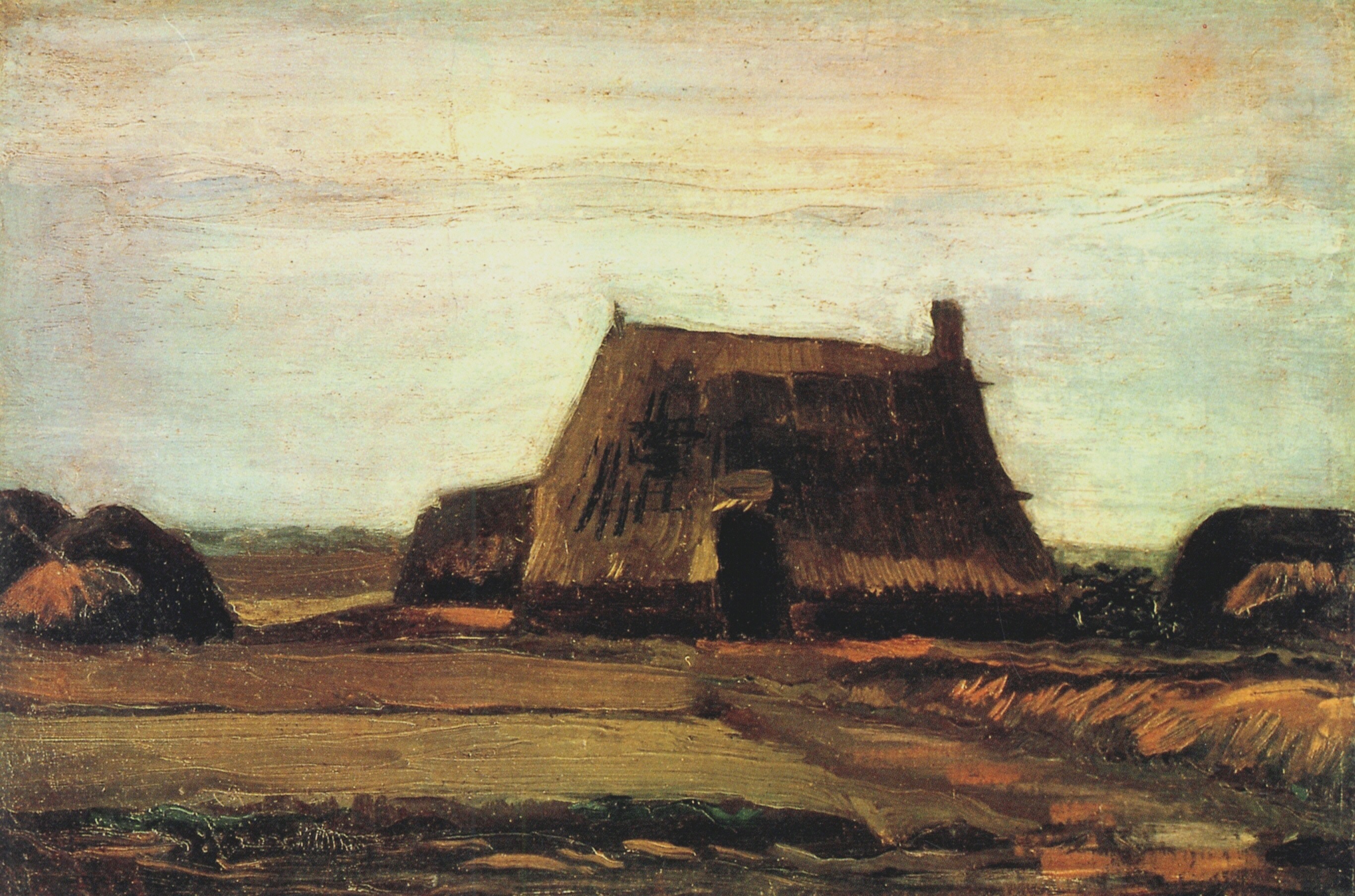 Картина Ван Гога Ферма и горки торфа 1883